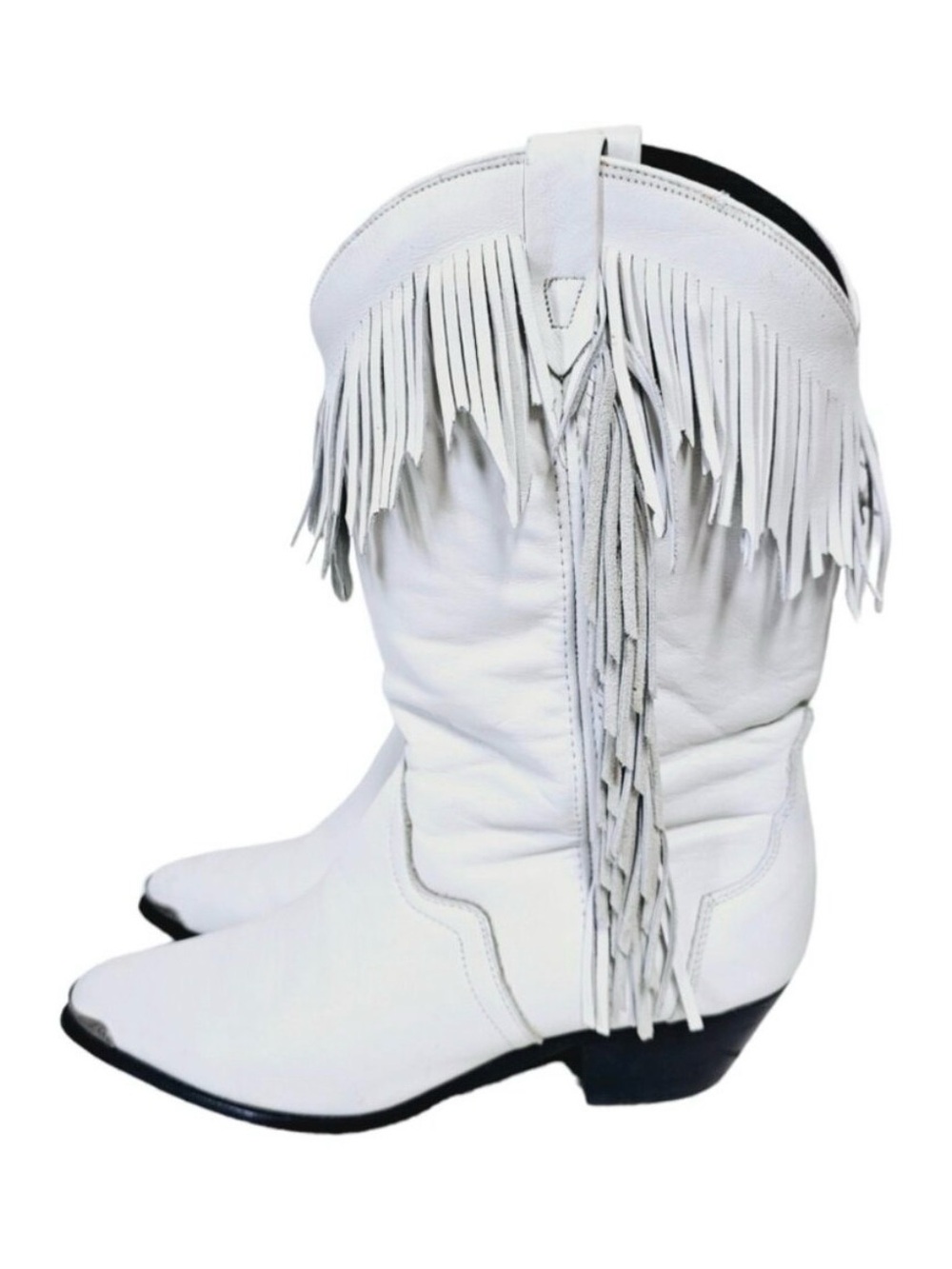 VTG ACME Fringe Cowboy boots white 8 - Picture 8 of 11